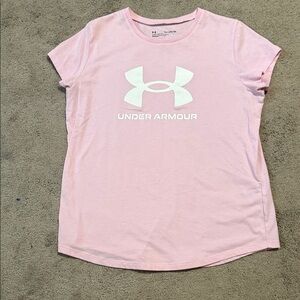 Under Armour youth Light Pink Tee with White Logo size youth xl